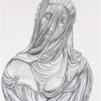 Omaggio-ad-Antonio-Corradini_La-Velata_40x30_matita-e-carboncino-su-tela_Anno-2022